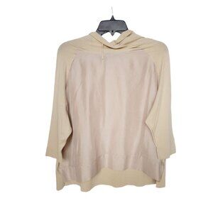 ❤️Womens knit hoodie Sz M CIVIDINI Made In Italy Cotton Silk Brown top sweater❤️
